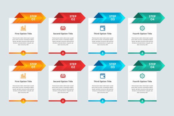 Arrow Infographic Four Step: A Modern Graphic Design Asset for Content Publishers