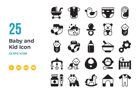 Baby and Kid Icon Set in Glyph Style Review