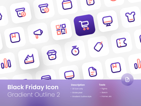 Black Friday Icon Set Gradient Outline Graphics