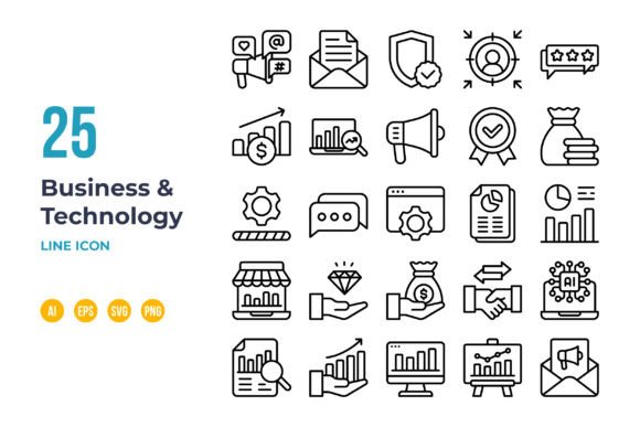 Business and Technology Icon in Outline - A Clean Graphic for Digital Sellers