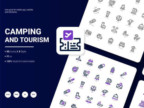 Camping and Tourism Icon Pack for Branding and Marketing