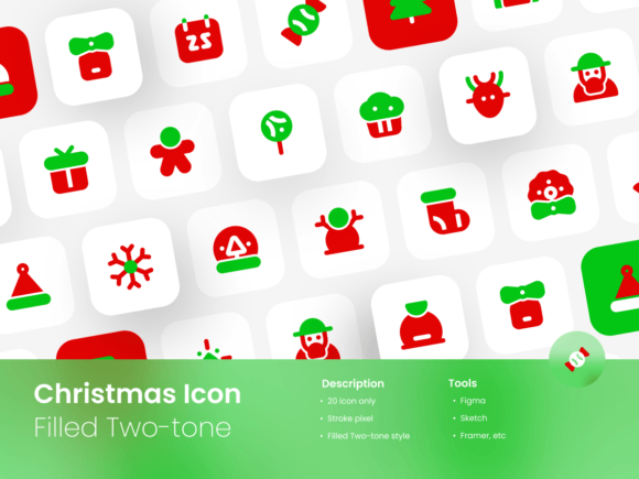 Christmas Icon Set Filled Two-Tone Style Graphics