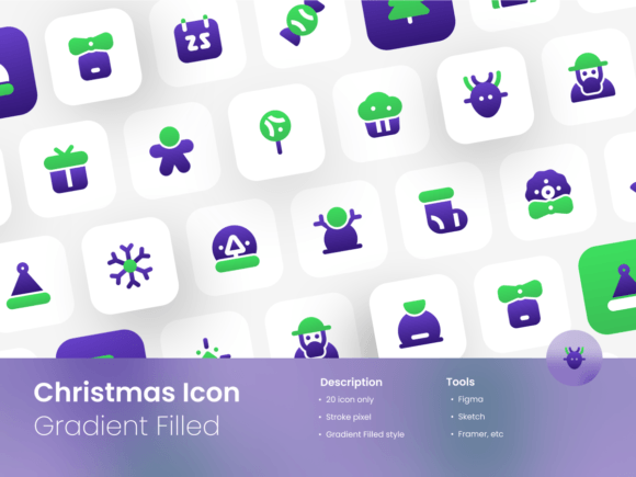 Christmas Icon Set Gradient Filled Style
