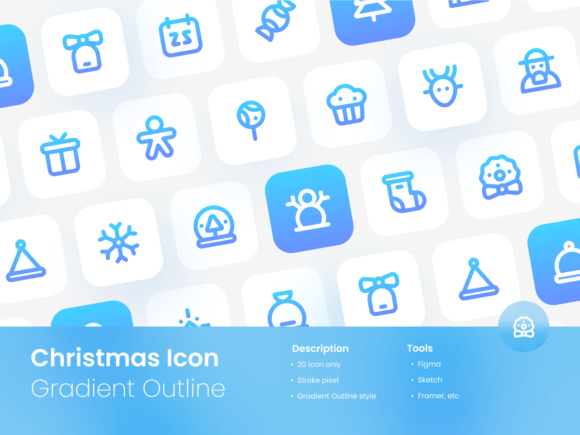 Christmas Icon Set Gradient Outline Style Graphics