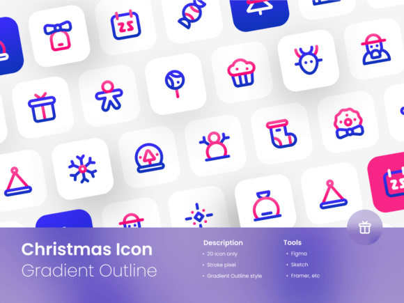Christmas Icons Gradient Outline Graphics