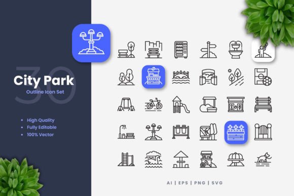 City Park Icons Graphics