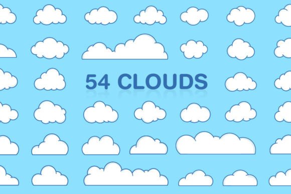 Clouds Comic Style with Outline Graphics