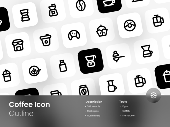 Coffee Icon Set Outline Style Graphics
