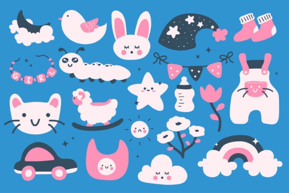 Cute Baby Doodle Illustration for Handmade Crafts and Graphics