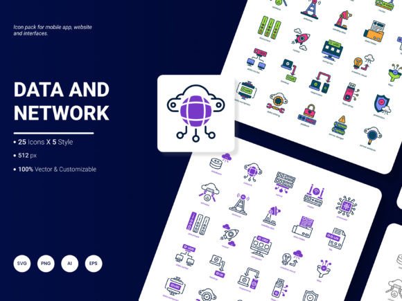 Data and Network Icon Pack Graphics