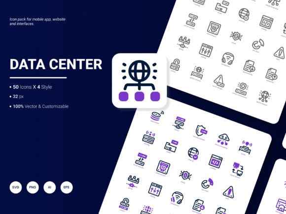 Data Center Icon Pack: Modern Graphics for Editorial Use
