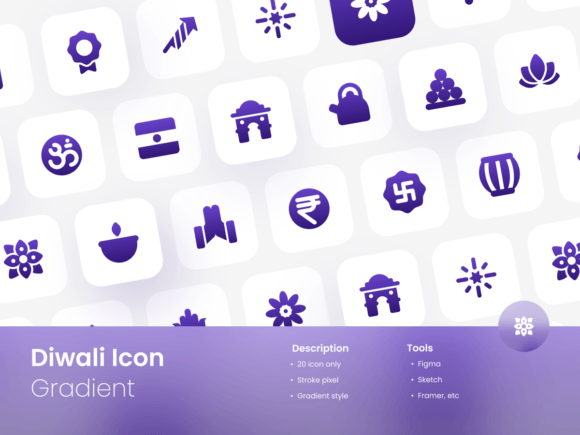 Diwali Icon Set Gradient Style Review