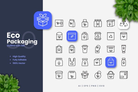 Eco Packaging Icons - Clean Graphics for Handmade Creations