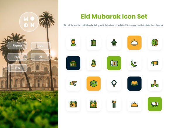 Eid Mubarak Duotone Concept Icon Set for Branding and Graphics