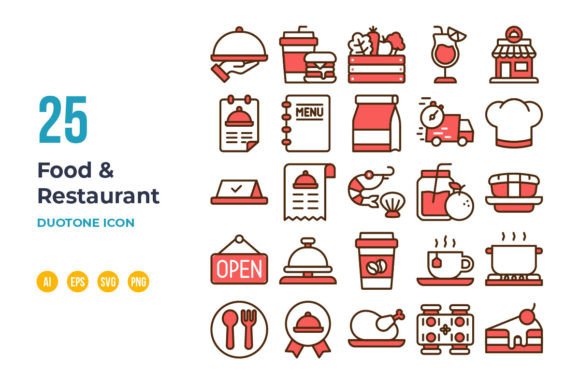 Food and Restaurant Icon Set in Duotone Review