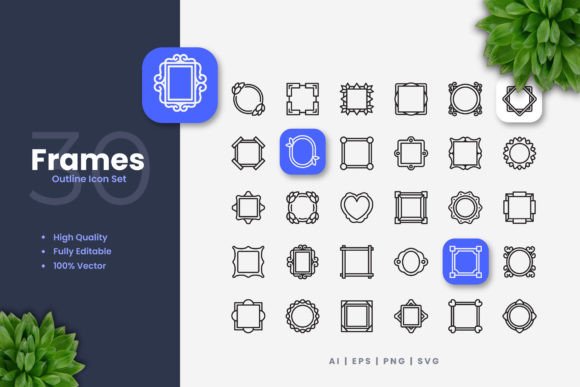 Frames Outline Icons for Local Business Branding