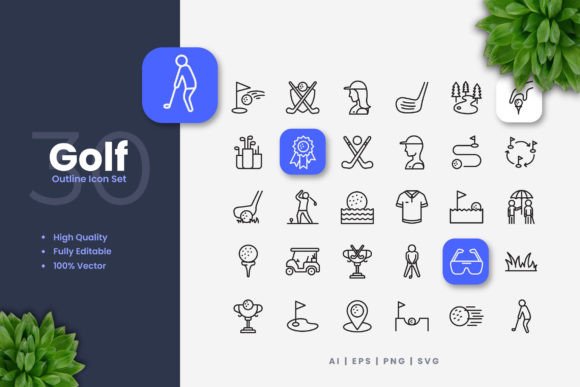 Golf Icons: Clean Graphics for Modern Web Design