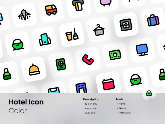 Hotel Icon Set Colored Style Graphics