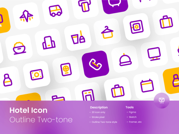 Hotel Icon Set Two-Tone Style