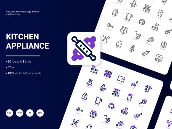 Kitchen Appliance Icon Pack for Modern Graphics