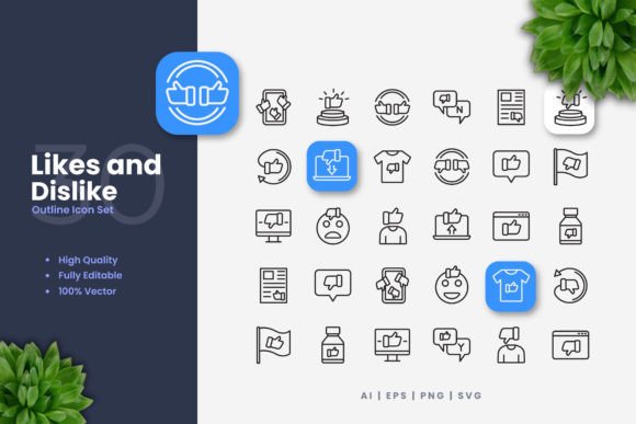 Likes and Dislikes Icons for Modern Web and Editorial Design