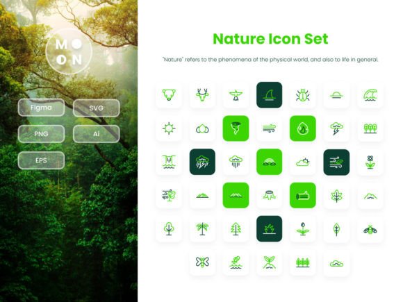 Nature Duotone Icon Set for Graphics and Icons