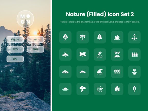 Nature Filled Icon Set 2 for Branding and Marketing Graphics