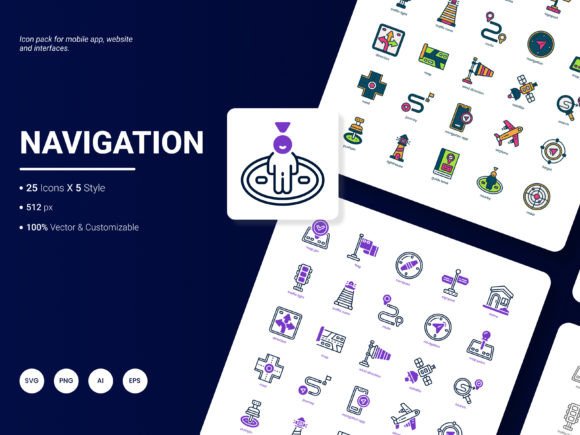 Navigation Icon Pack: A Graphic Design Asset for Modern Content