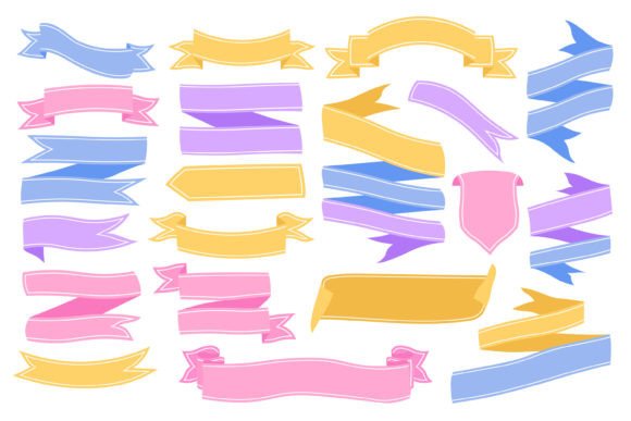 Ribbon Banner Illustration Set for Graphics and Illustrations