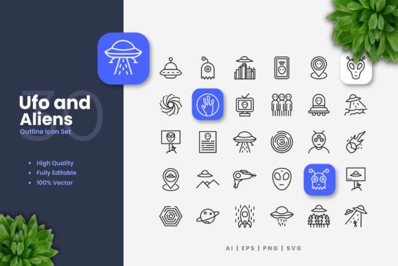 Ufo and Aliens Icons: Clean Graphics for Creative Projects
