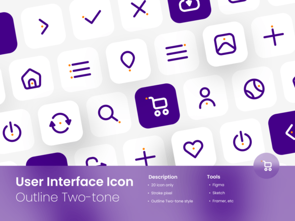User Interface Icon Set Outline Two-Tone Graphics